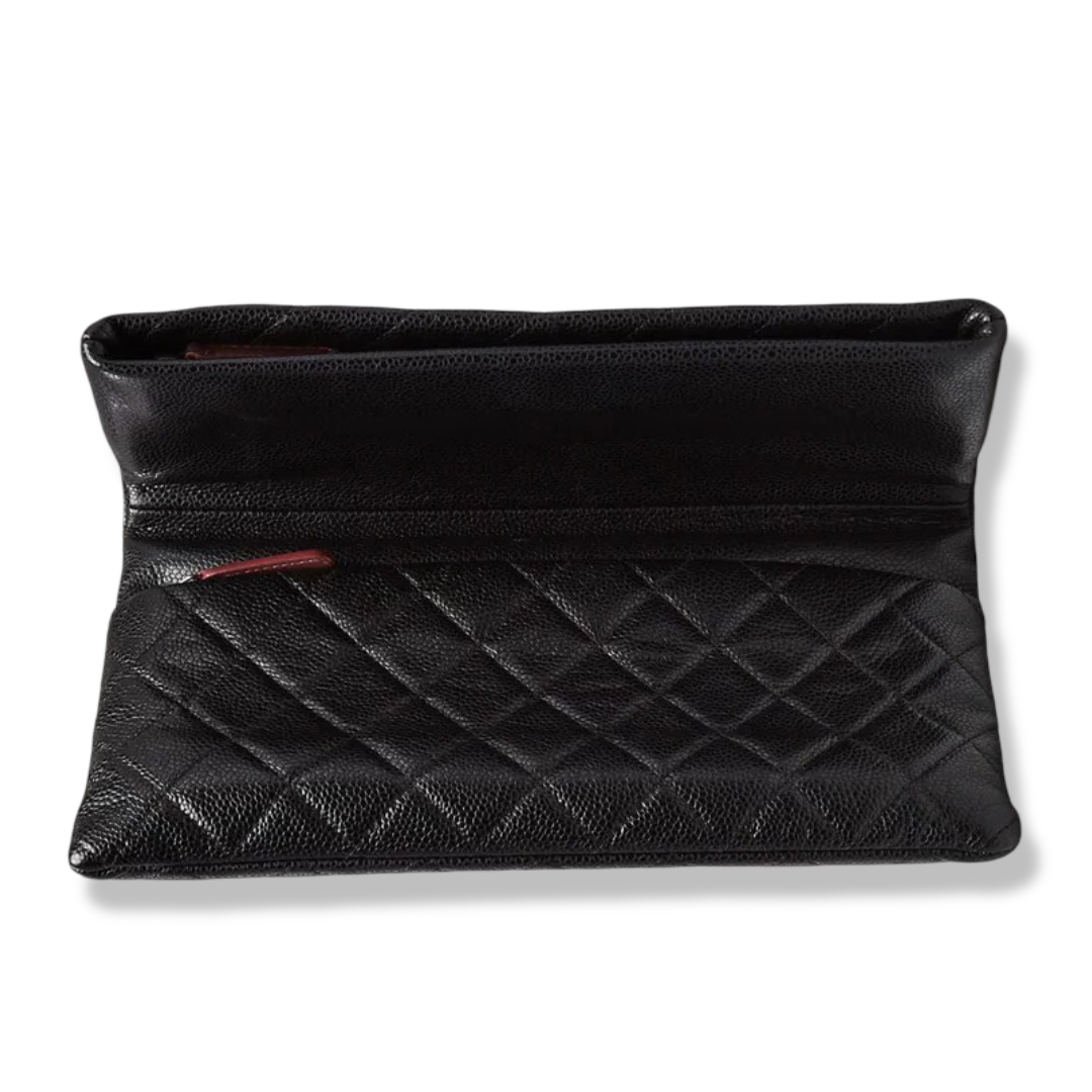 Chanel Quilted Caviar CC Beauty Clutch - GHW / Black