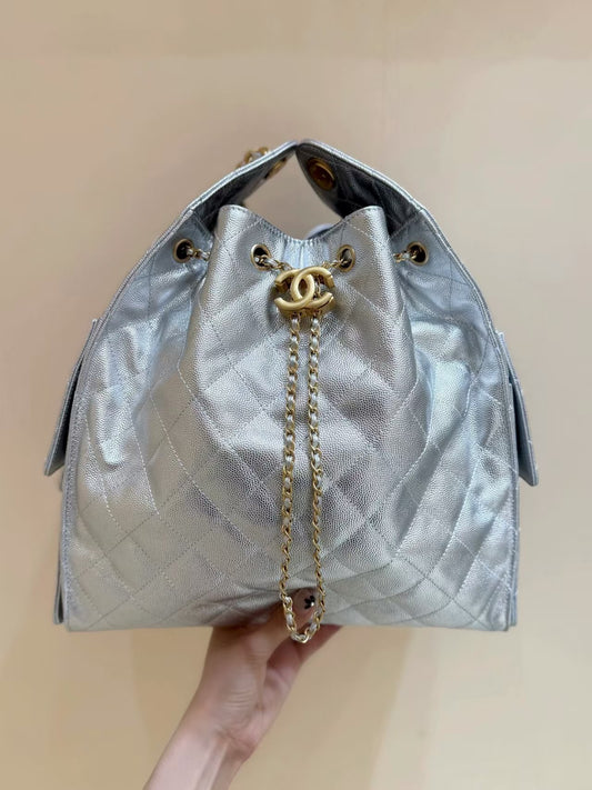 Chanel Quilted Calfskin Large 25 Bag - GHW/ Sliver