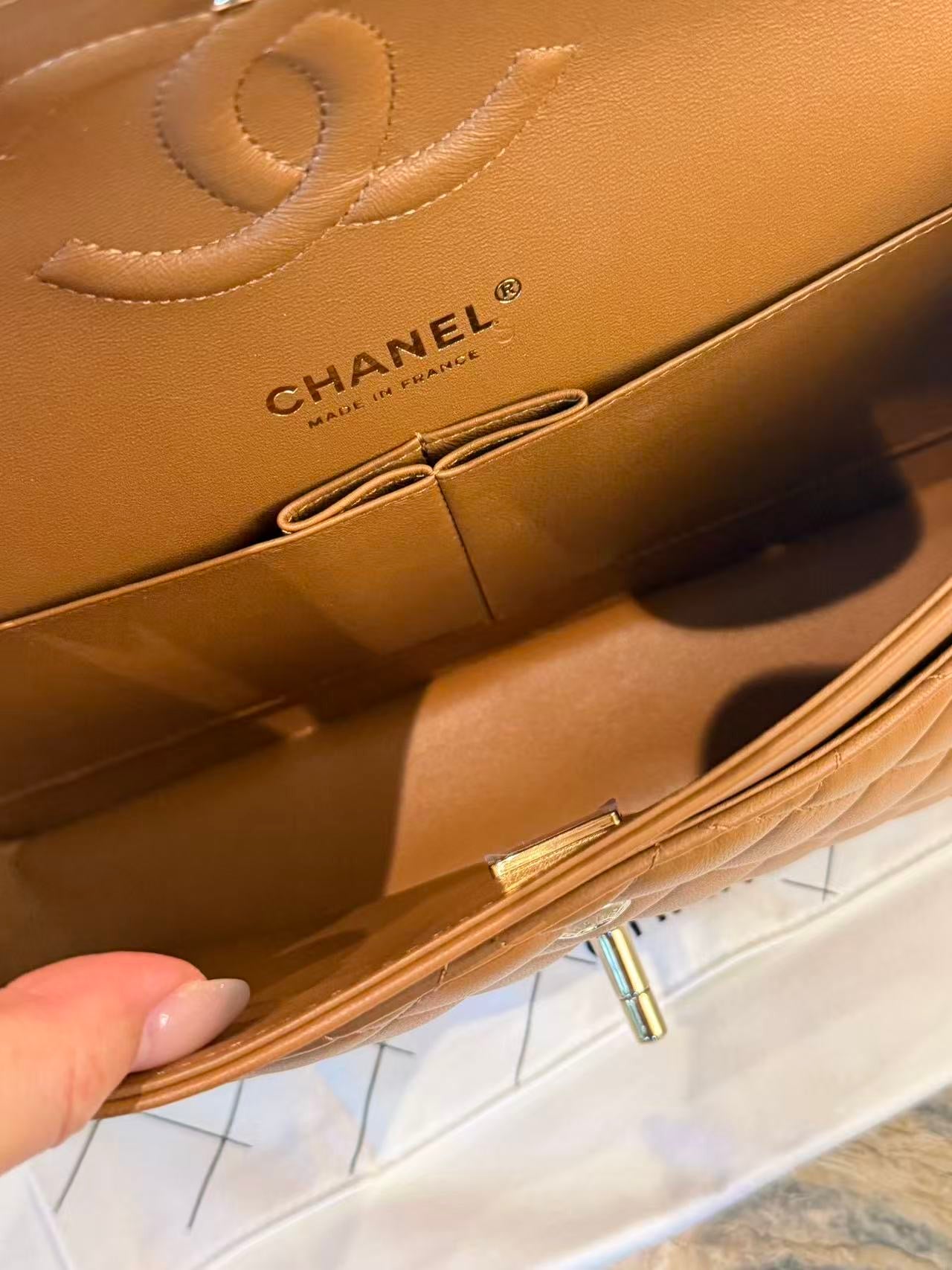 Chanel Quilted Lambskin Medium Double Flap - GHW/ Carmel