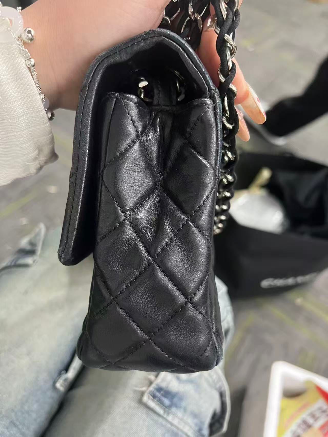 Chanel Quilted Lambskin Ladybug Mini Rectangular Single Flap Bag - SHW / Black