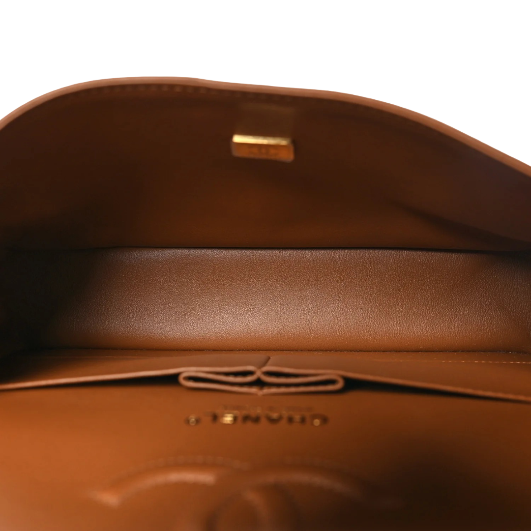 Chanel Quilted Lambskin Medium Double Flap - GHW/ Caramel