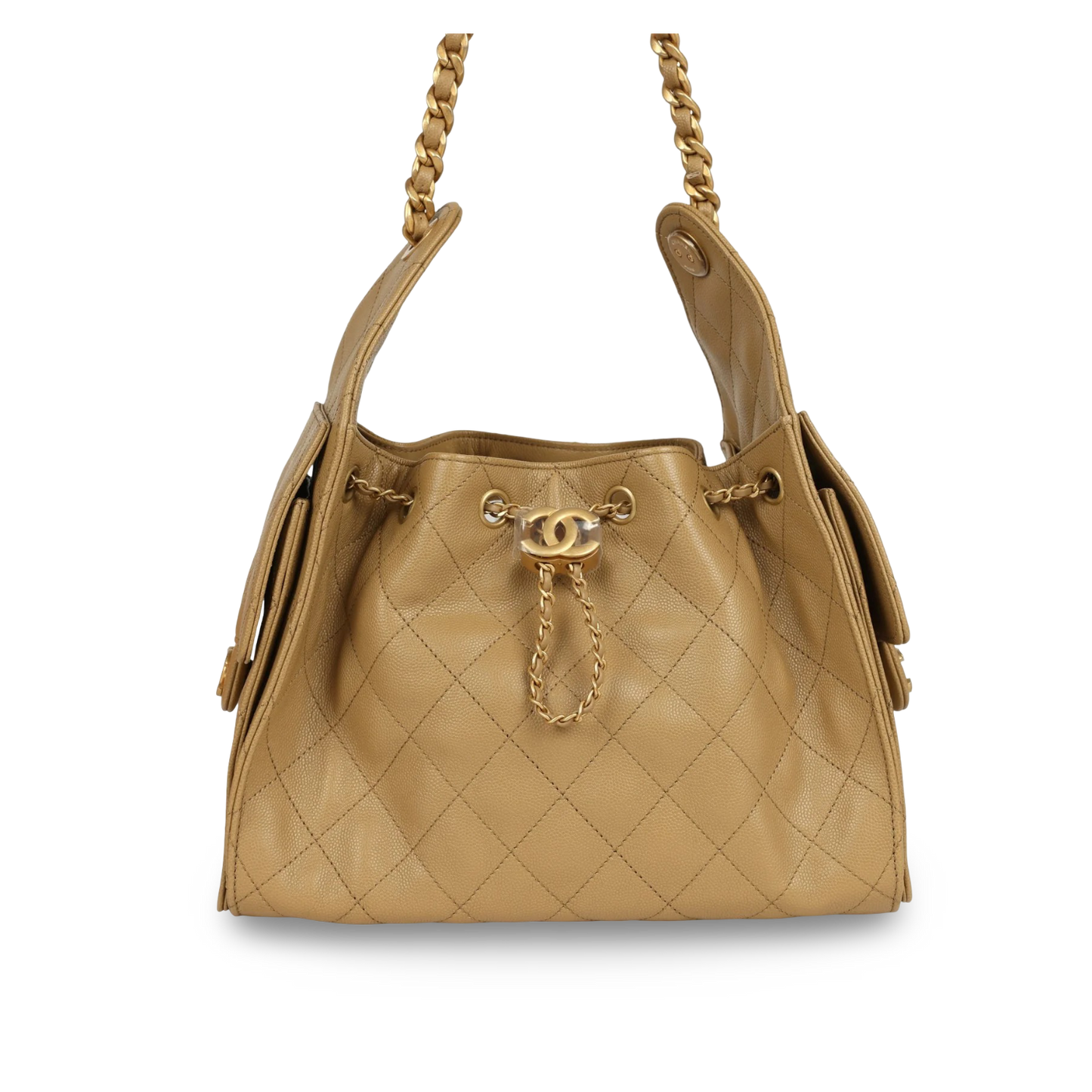 Chanel Quilted Caviar Small 25 Bag - GHW / Beige