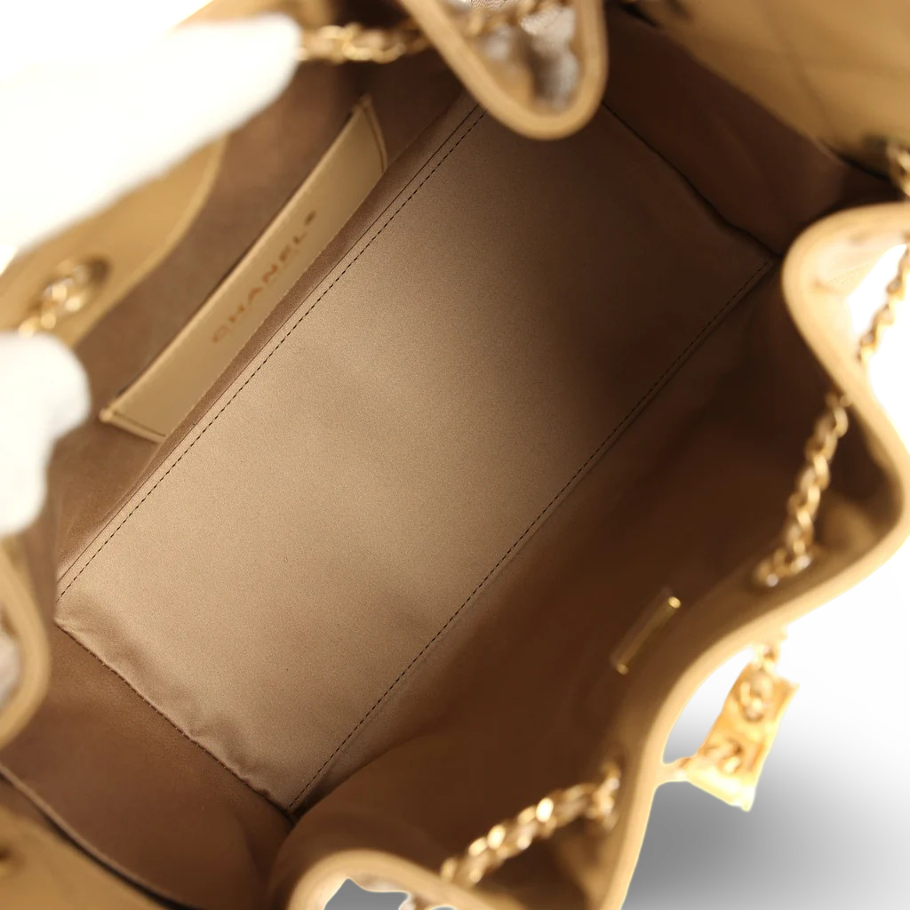 Chanel Quilted Caviar Small 25 Bag - GHW / Beige