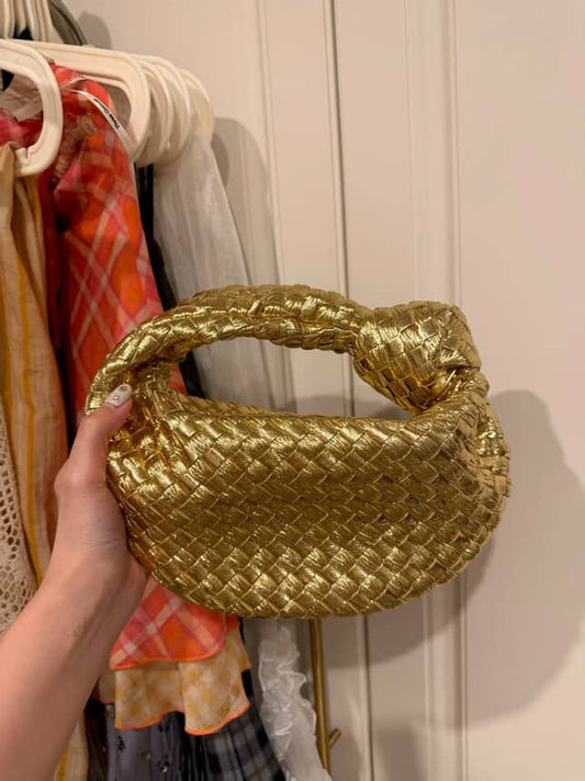 Bottega Veneta Metallic Nappa Intrecciato Mini Jodie - Gold