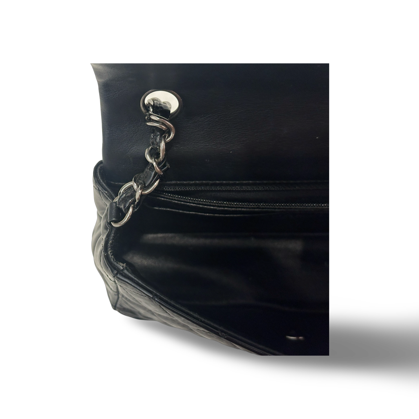 Chanel Classic Patent Rectangular Flap Silver (Black)