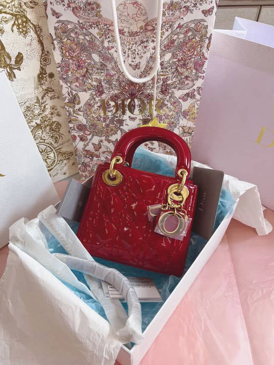 Dior Cannage Patent Mini Lady Bag