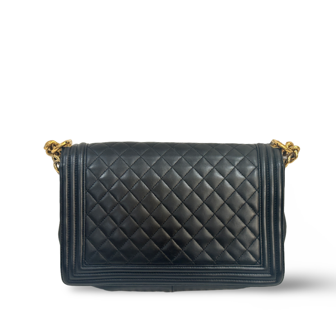 Chanel Classic Medium Lambskin Boy Bag - Gold / Black