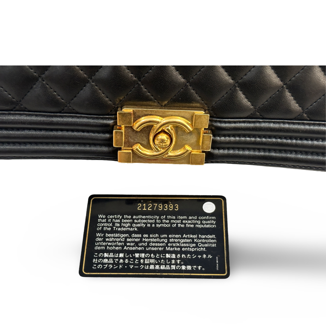 Chanel Classic Medium Lambskin Boy Bag - Gold / Black