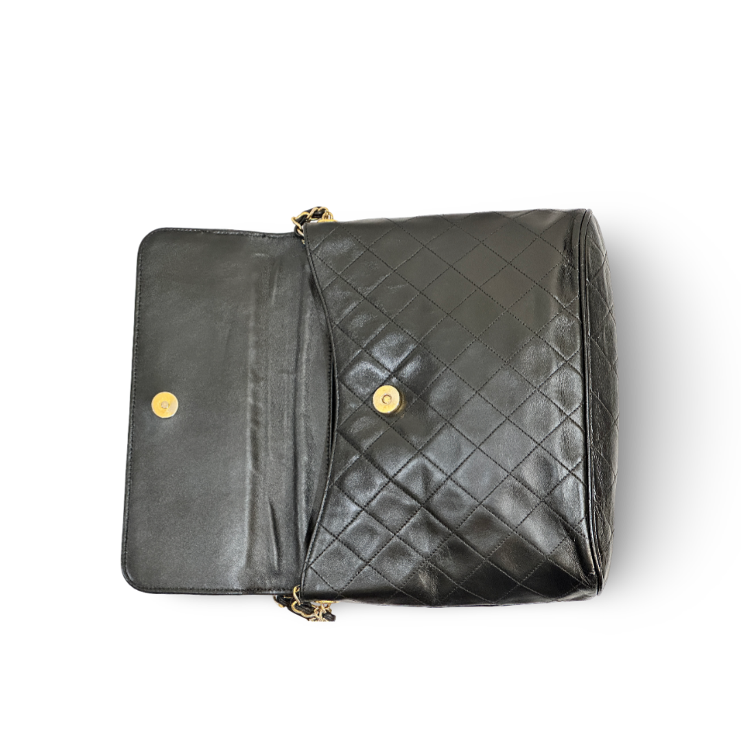 Chanel Vintage Big Logo With Fringe Flap - Gold / Black