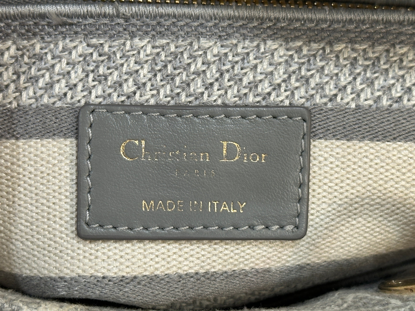 Dior Canvas Toile De Jouy Reverse Embroidered Medium Lady D-Lite Bag Gray