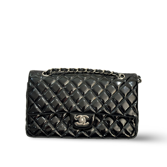 Chanel Classic Patent Quilted Medium Double Flap