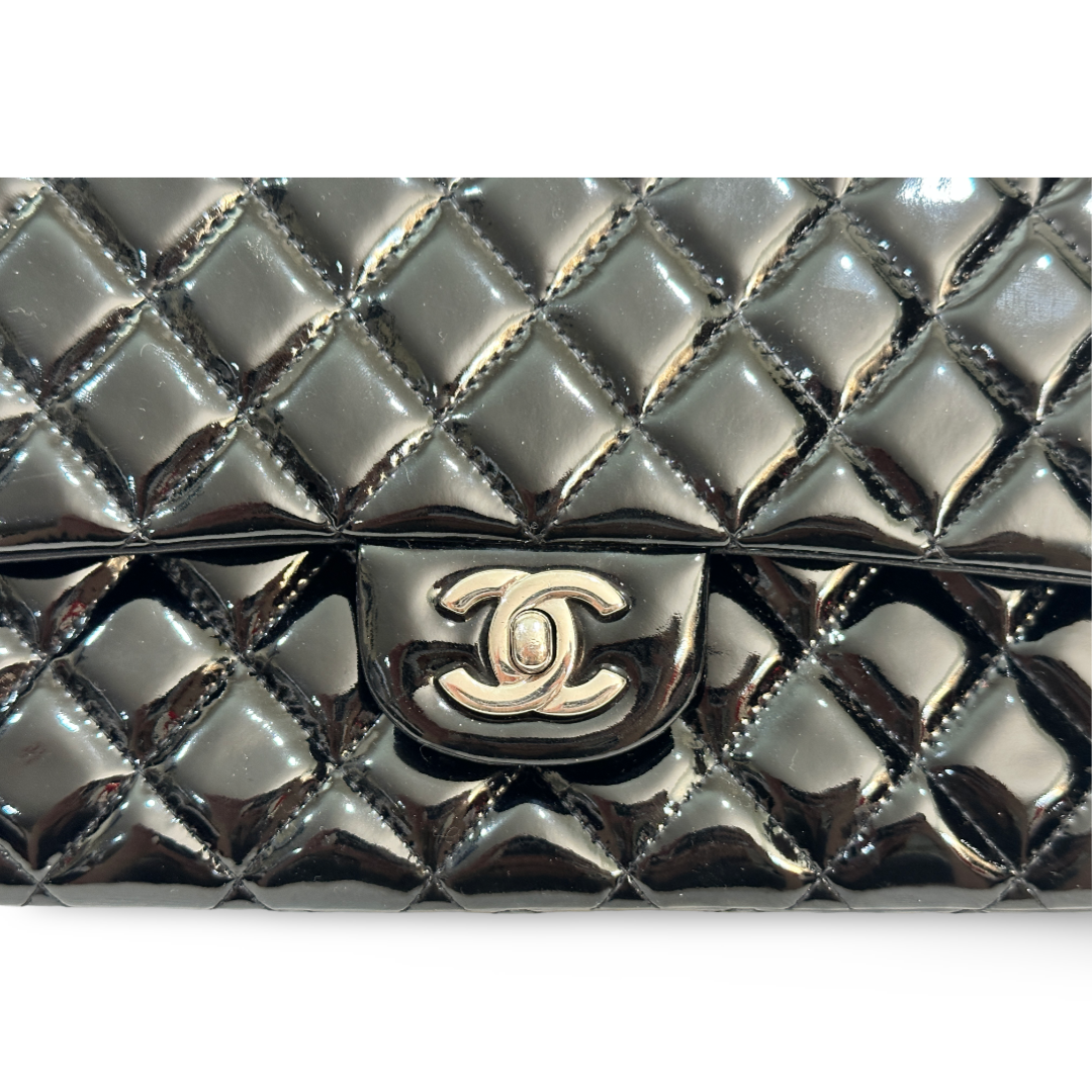 Chanel Classic Patent Quilted Medium Double Flap