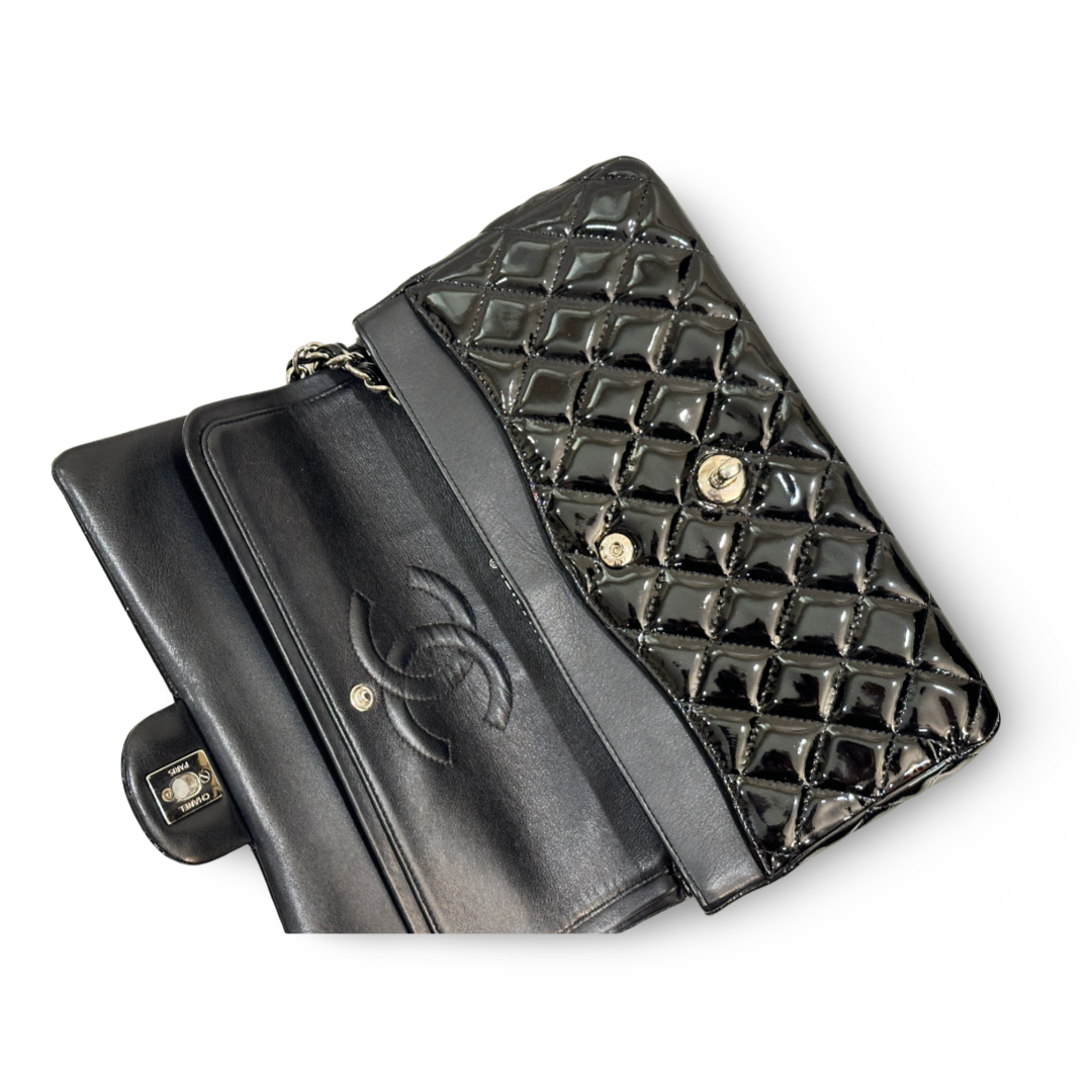 Chanel Classic Patent Quilted Medium Double Flap