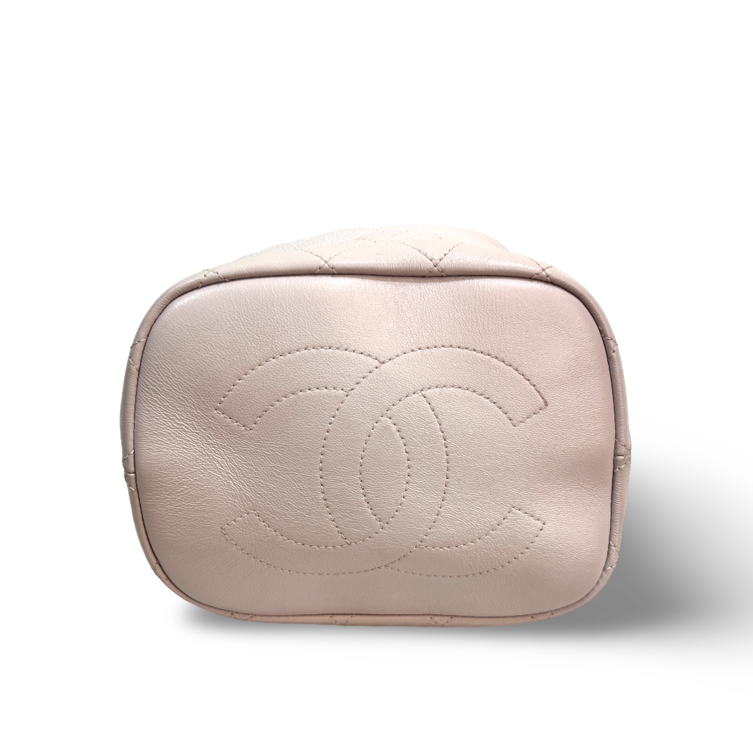 Chanel Lambskin Drawstring Bucket Bag Light Pink