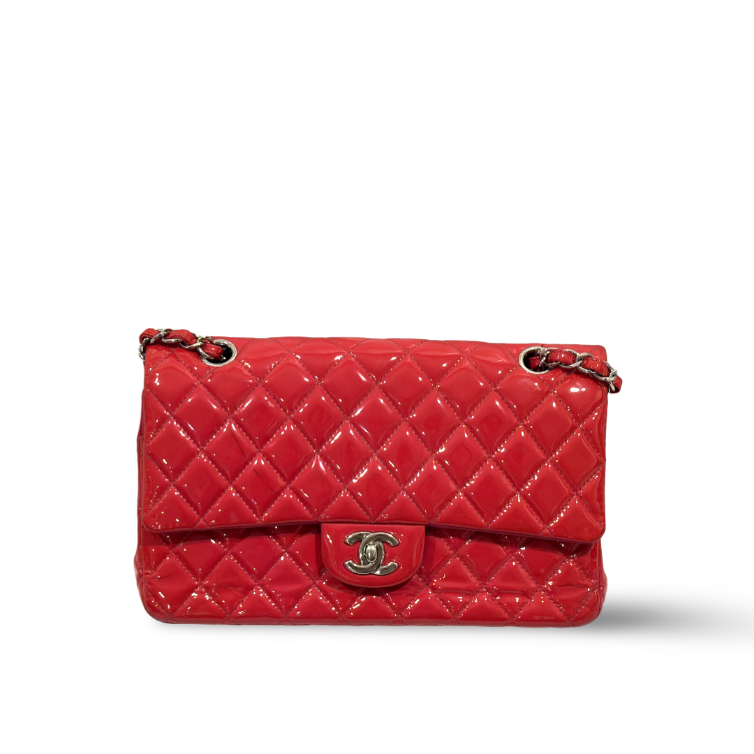 Chanel Classic Patent Quilted Medium Double Flap