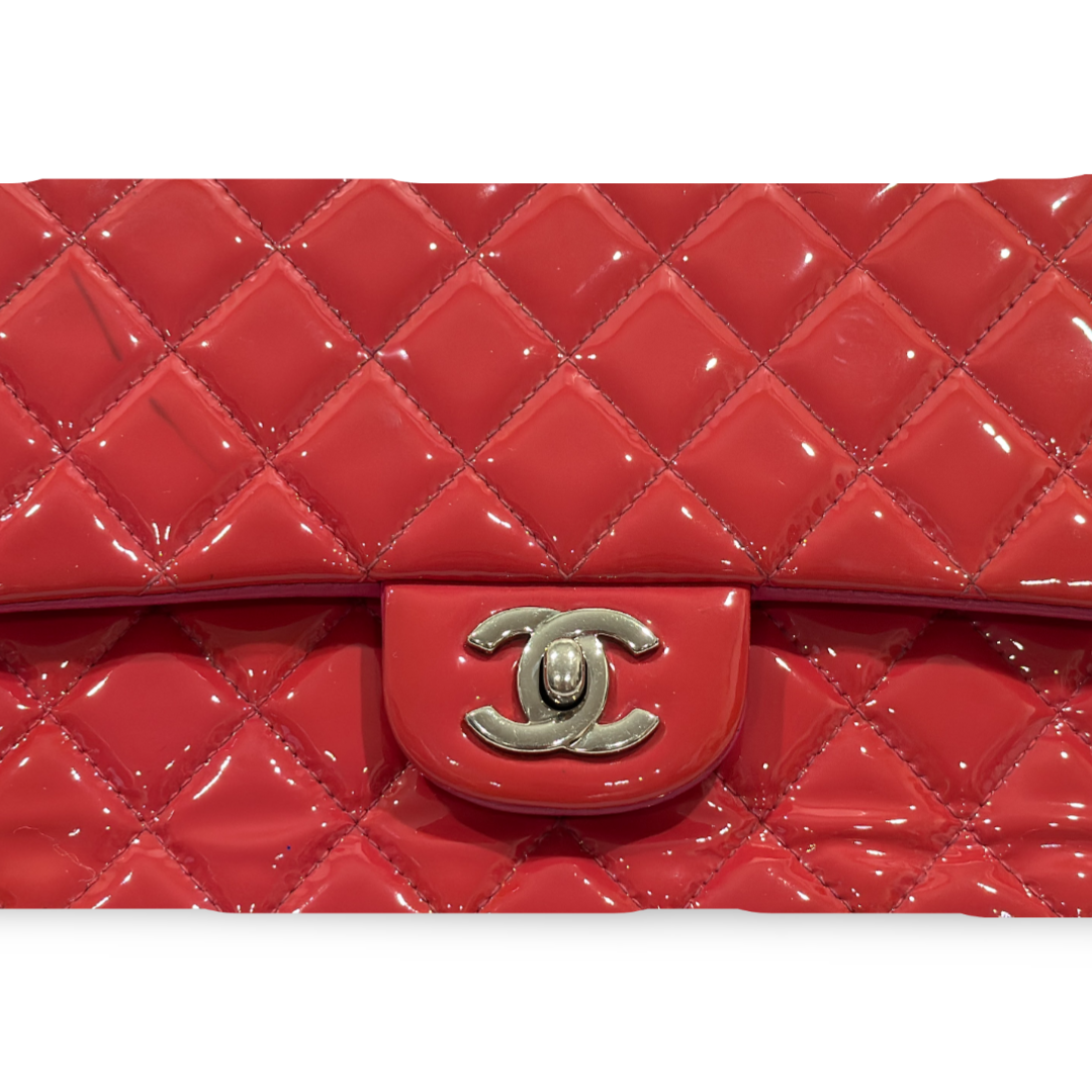 Chanel Classic Patent Quilted Medium Double Flap