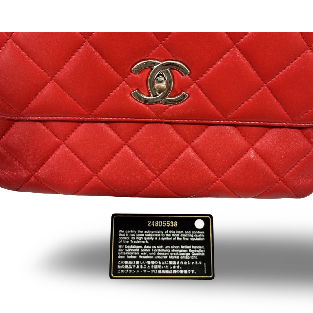 Chanel Classic Lambskin Quilted Small Trendy CC Flap Dual Handle Bag Red