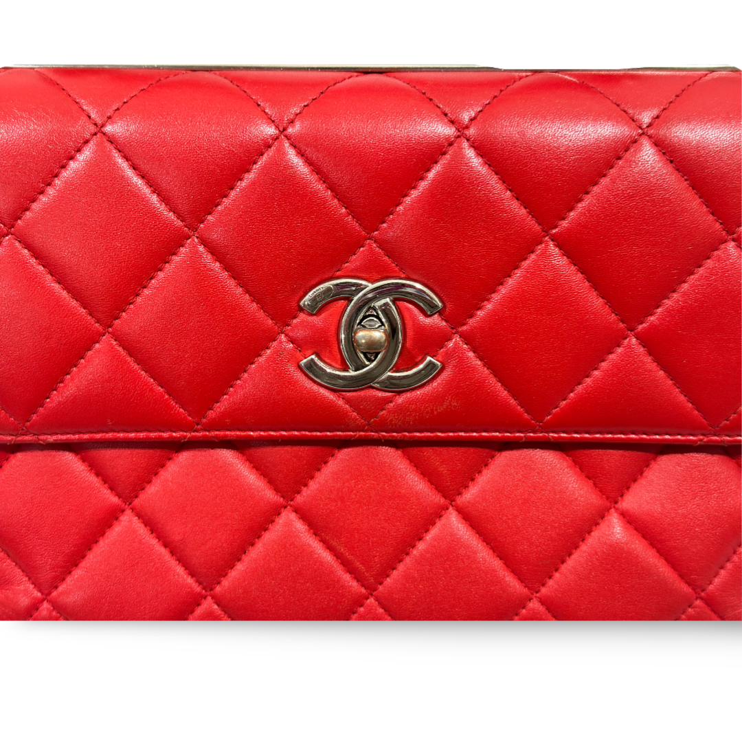Chanel Classic Lambskin Quilted Small Trendy CC Flap Dual Handle Bag Red