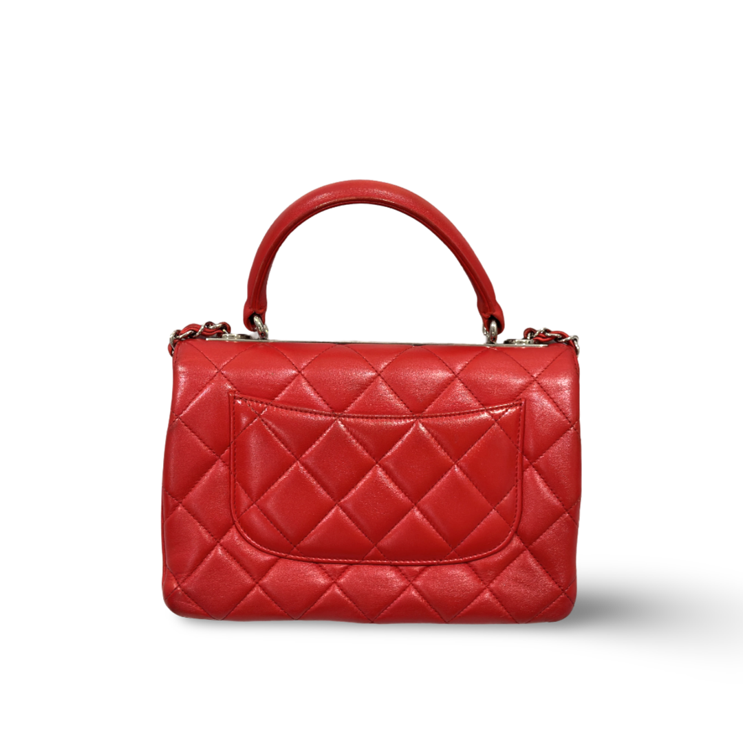 Chanel Classic Lambskin Quilted Small Trendy CC Flap Dual Handle Bag Red