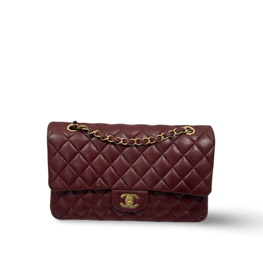 Chanel Classic Lambskin Quilted Medium Double Flap Wine Red