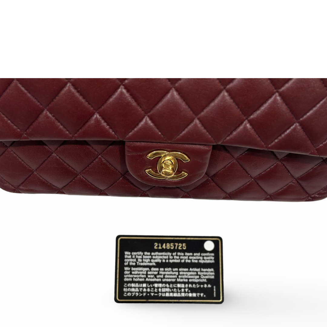 Chanel Classic Lambskin Quilted Medium Double Flap Wine Red