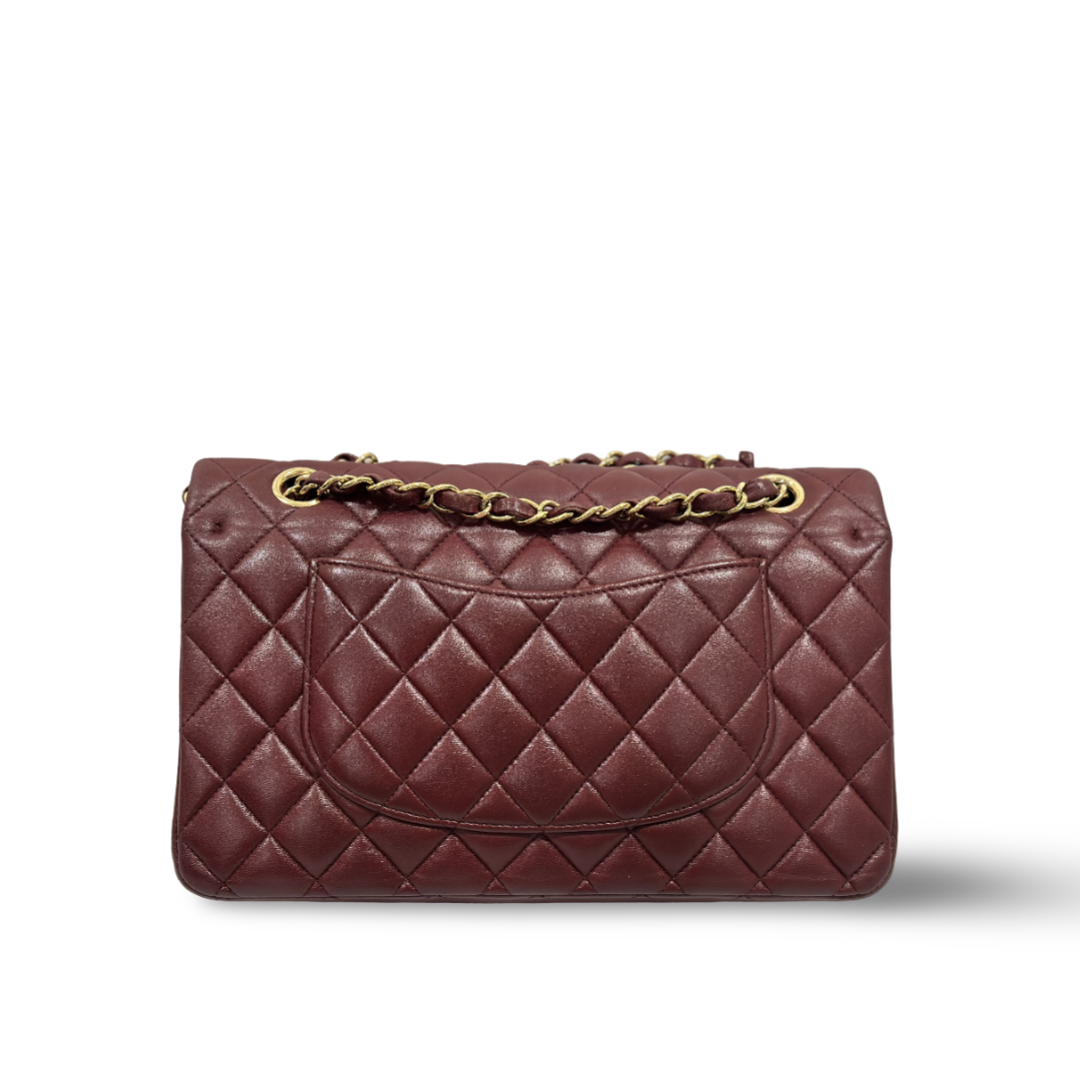 Chanel Classic Lambskin Quilted Medium Double Flap Wine Red