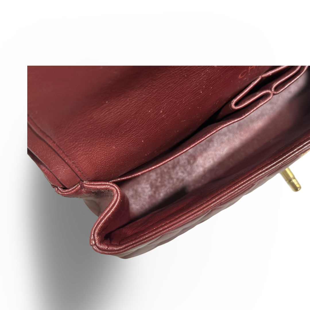 Chanel Classic Lambskin Quilted Medium Double Flap Wine Red