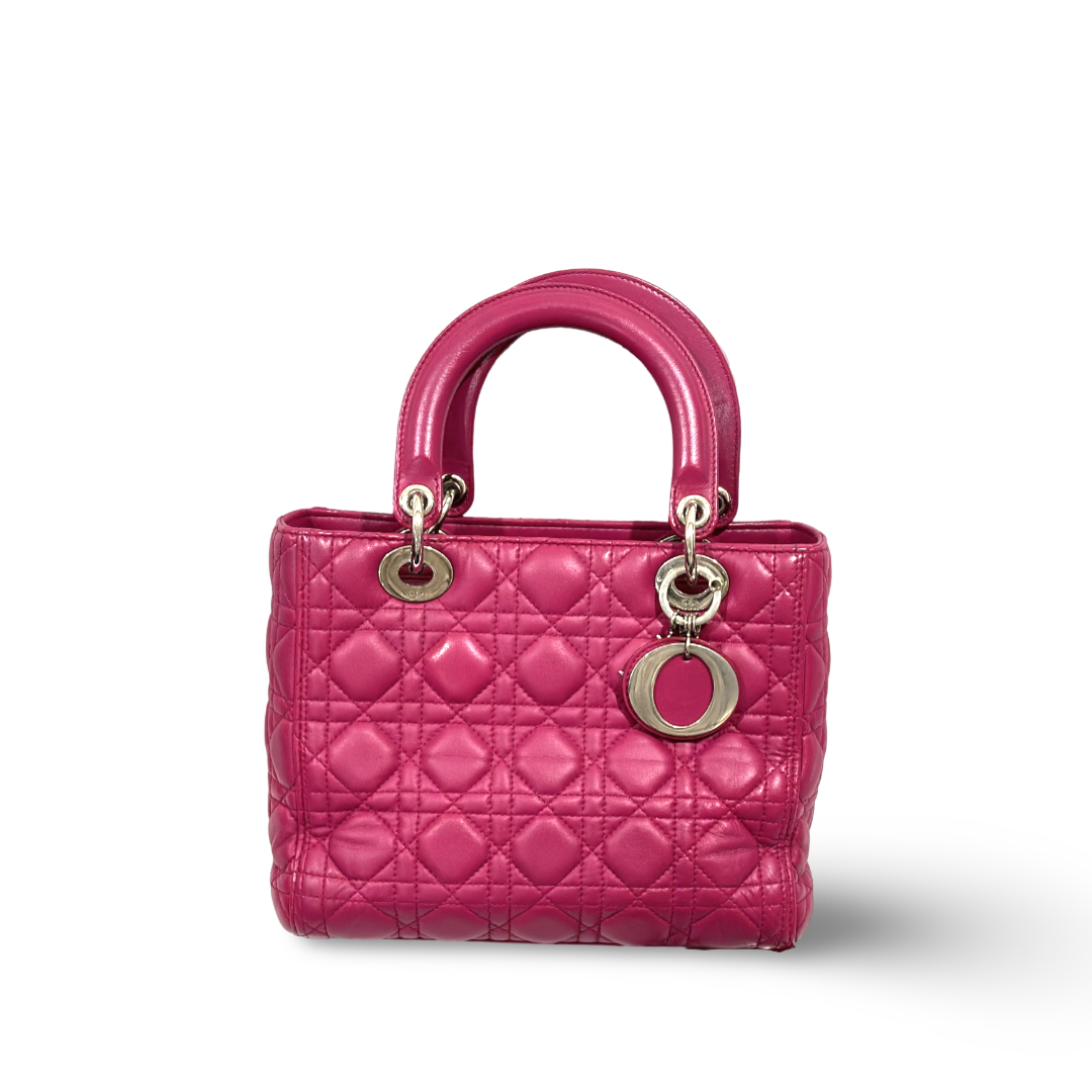 Dior Cannage Lambskin Medium Lady Bag Rose Pink