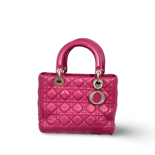 Dior Cannage Lambskin Medium Lady Bag Rose Pink