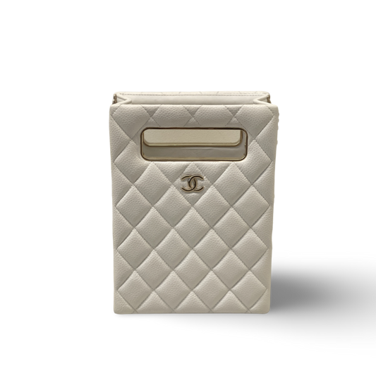 Chanel Caviar Quilted Evening Box Bag White