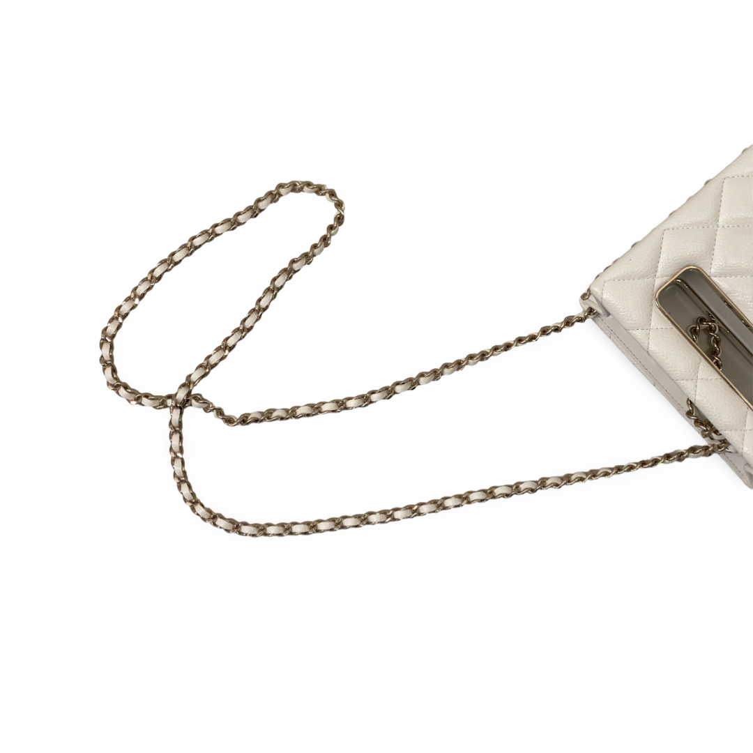 Chanel Caviar Quilted Evening Box Bag White