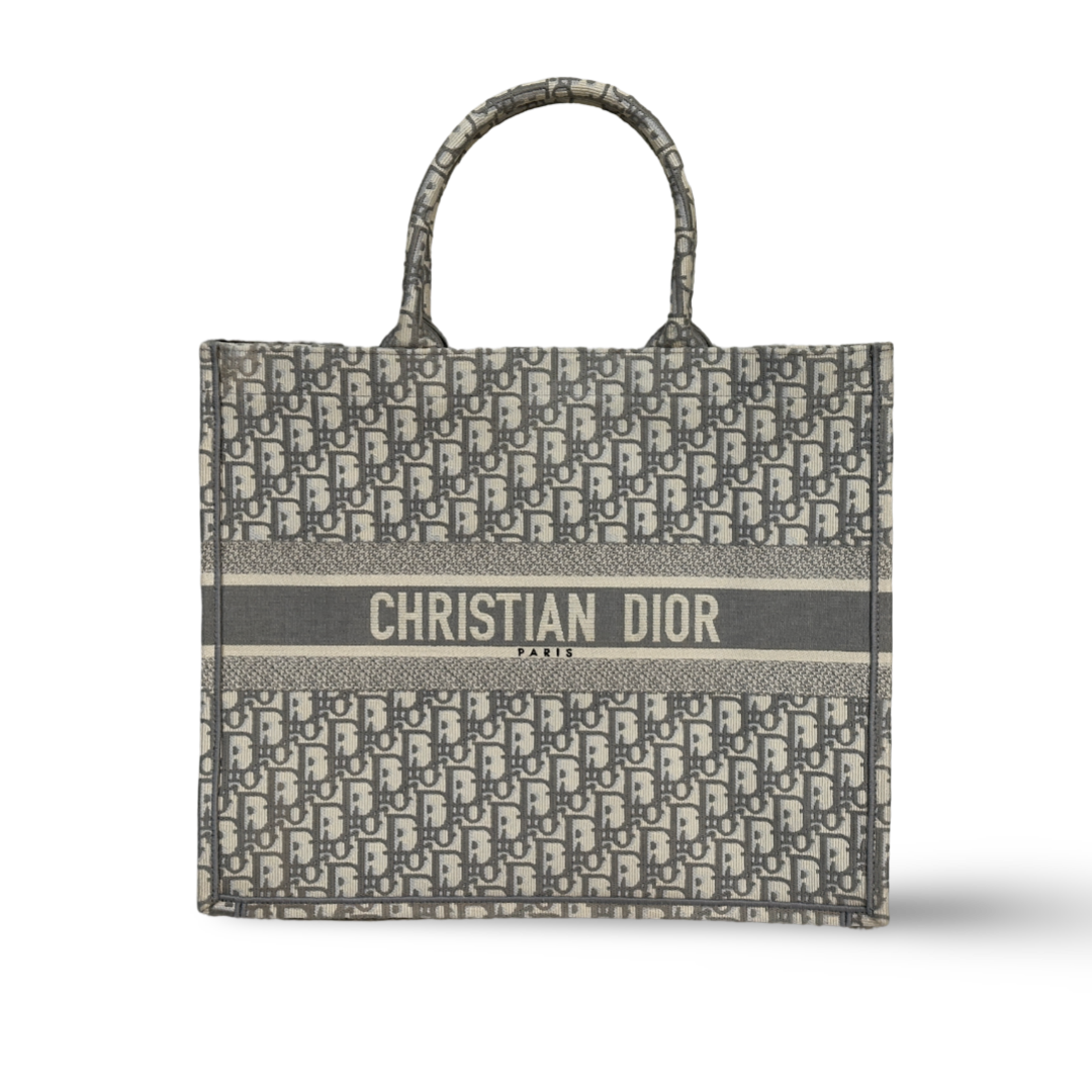 Dior Canvas Oblique Large Book Tote Gray
