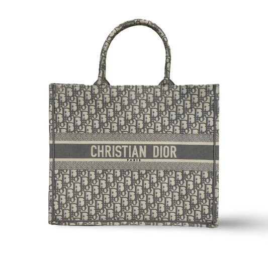 Dior Canvas Oblique Large Book Tote Gray