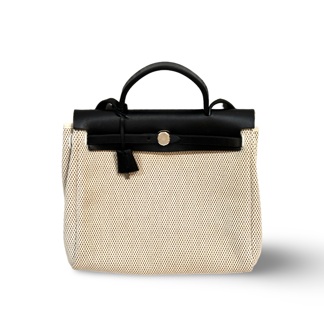 Hermes Canvas Herbag PM Bag Black