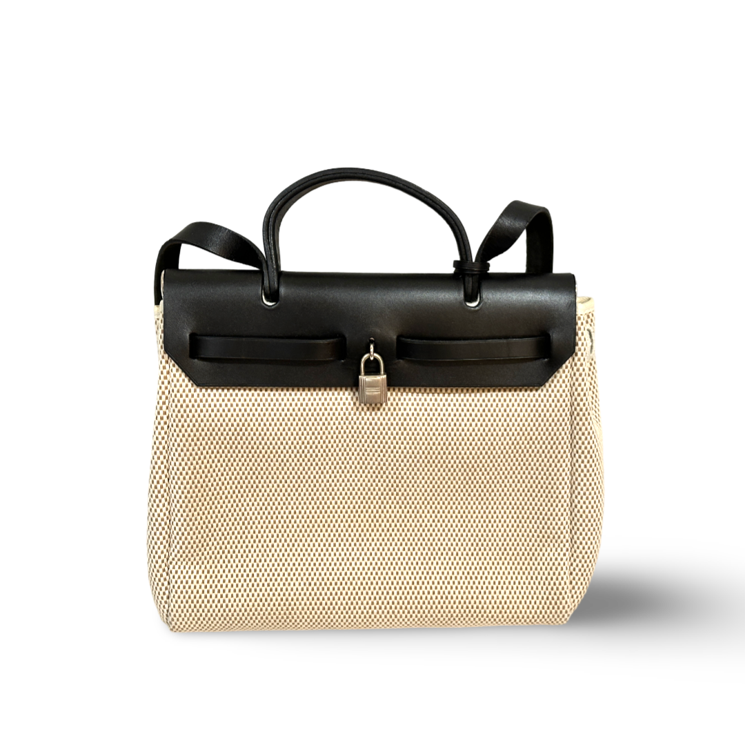 Hermes Canvas Herbag PM Bag Black
