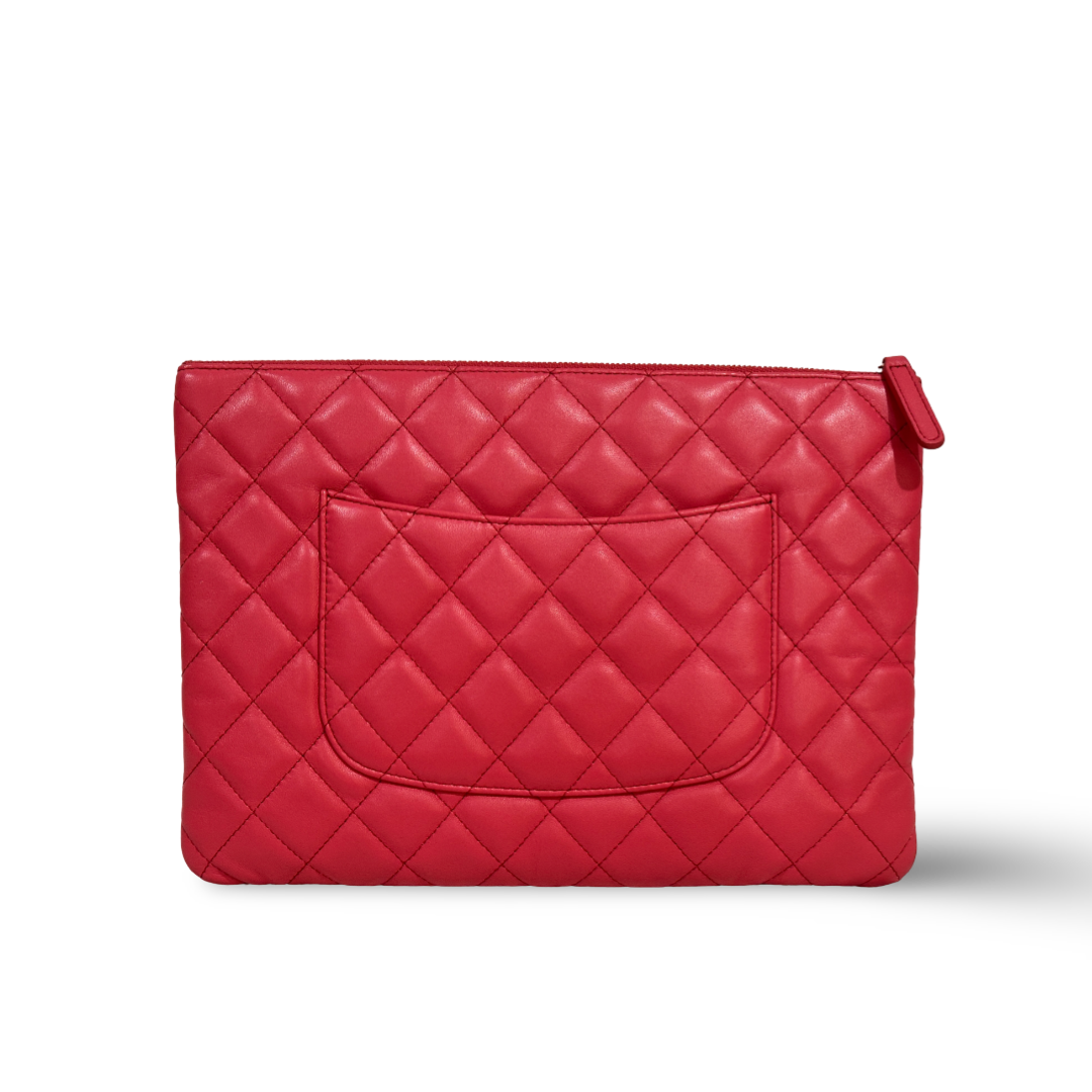 Chanel Classic Lambskin Medium Double Clutch Pink