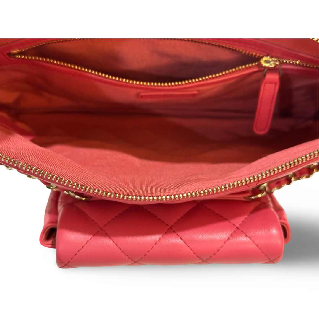 Chanel Classic Lambskin Medium Double Clutch Pink