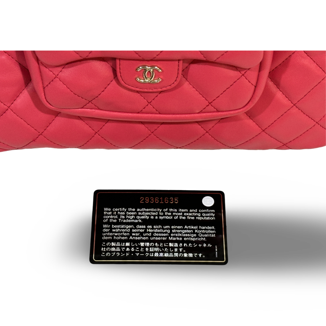 Chanel Classic Lambskin Medium Double Clutch Pink