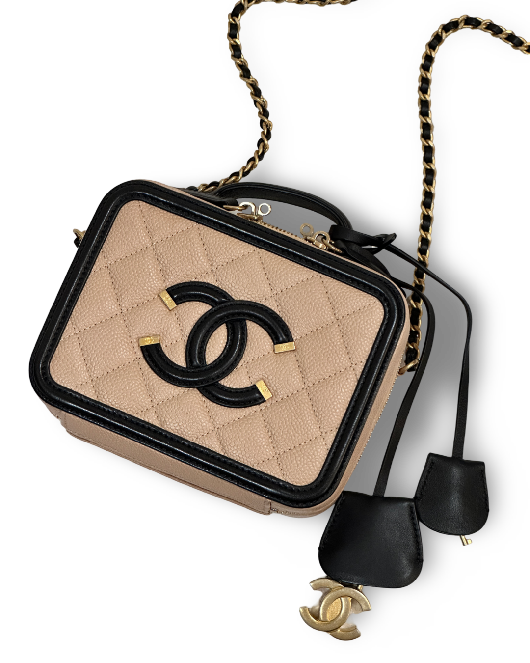 Chanel Caviar Small Vanity Case Neutral / Black
