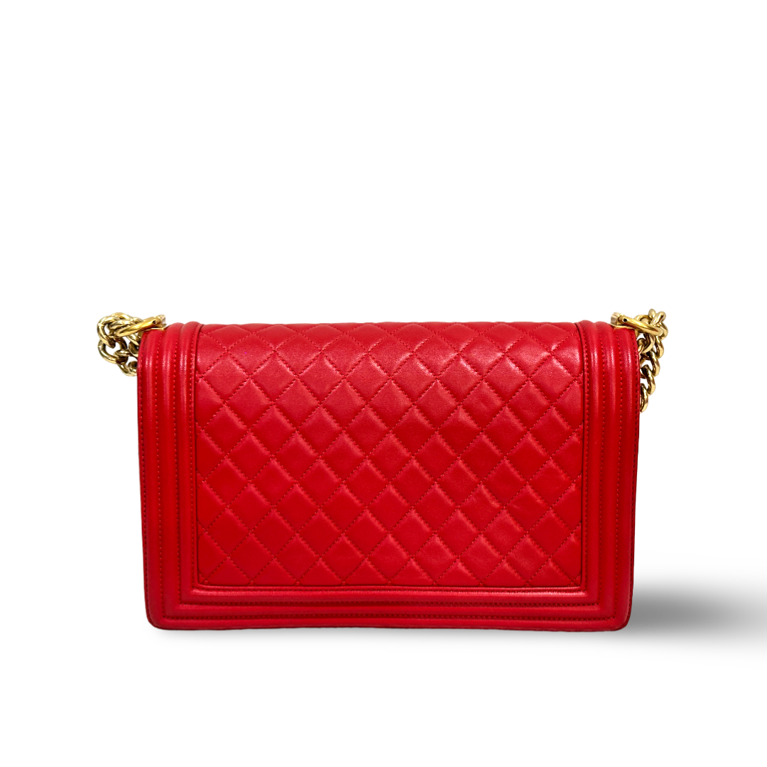 Chanel Classic Lambskin New Medium Boy Bag Red