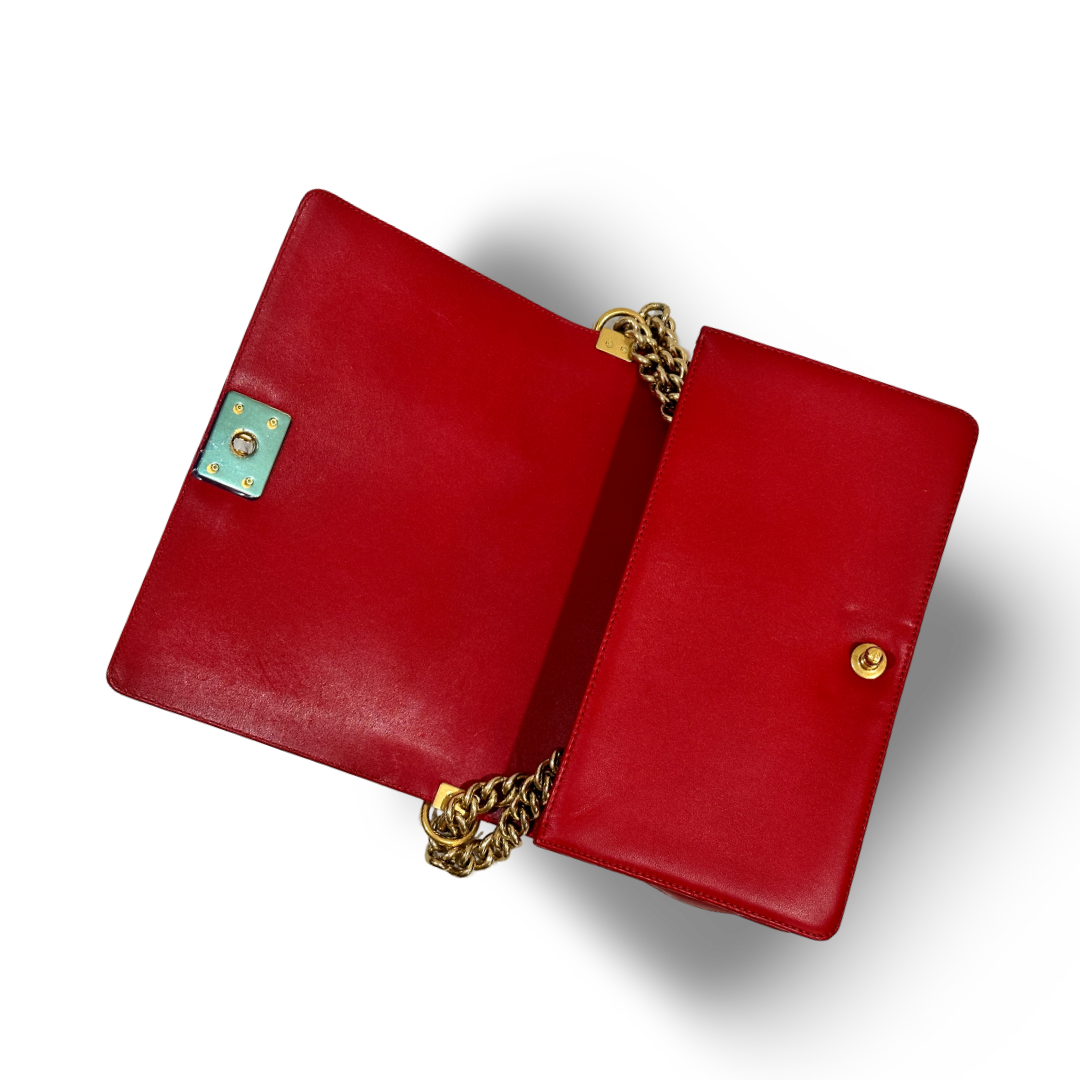 Chanel Classic Lambskin New Medium Boy Bag Red