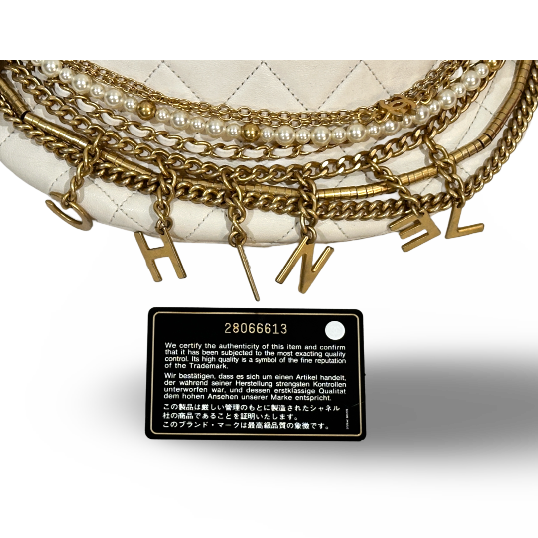 Chanel Lambskin Quilted All About Chains Waist Belt Bag White