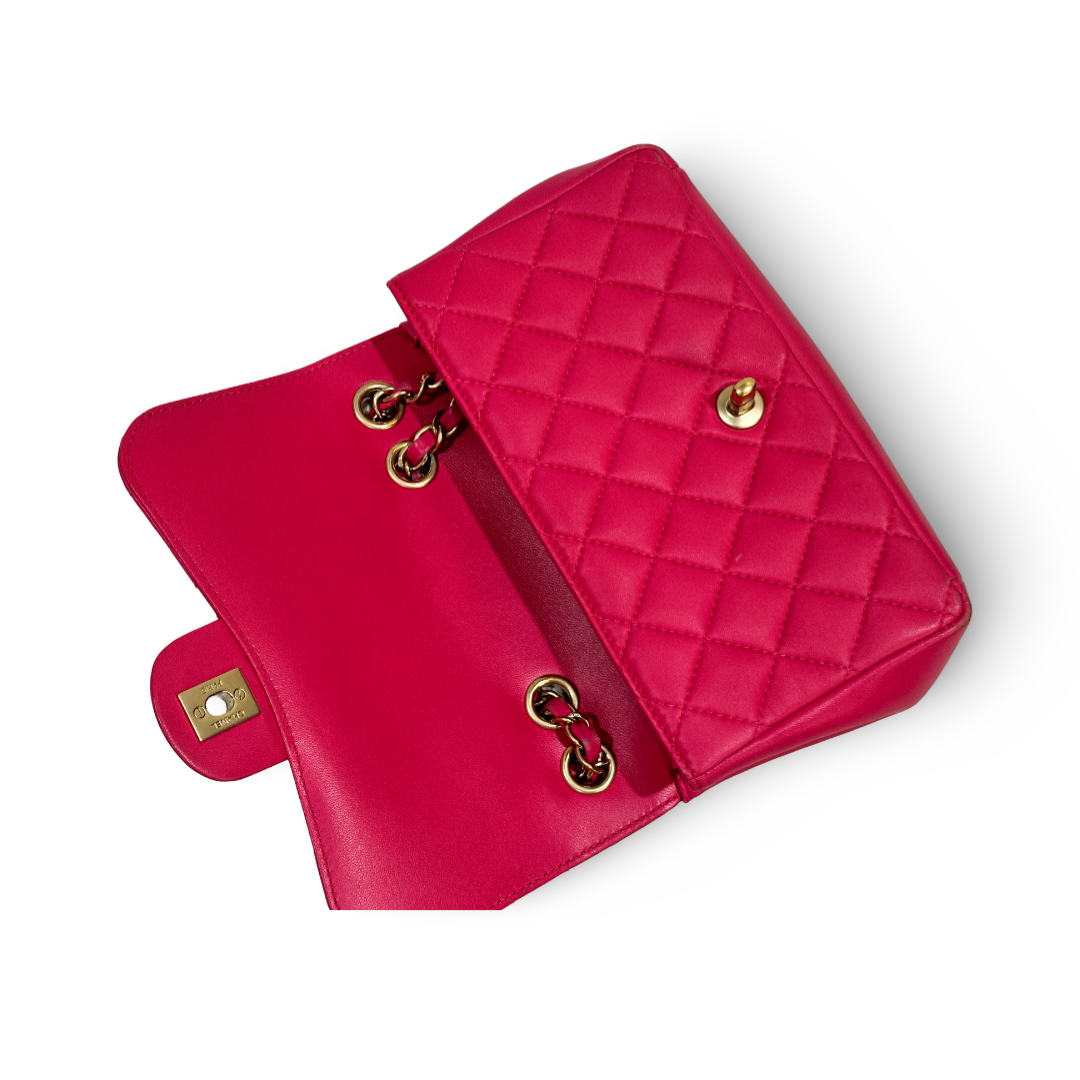 Chanel Lambskin Medium Mademoiselle Chic Single Flap Pink