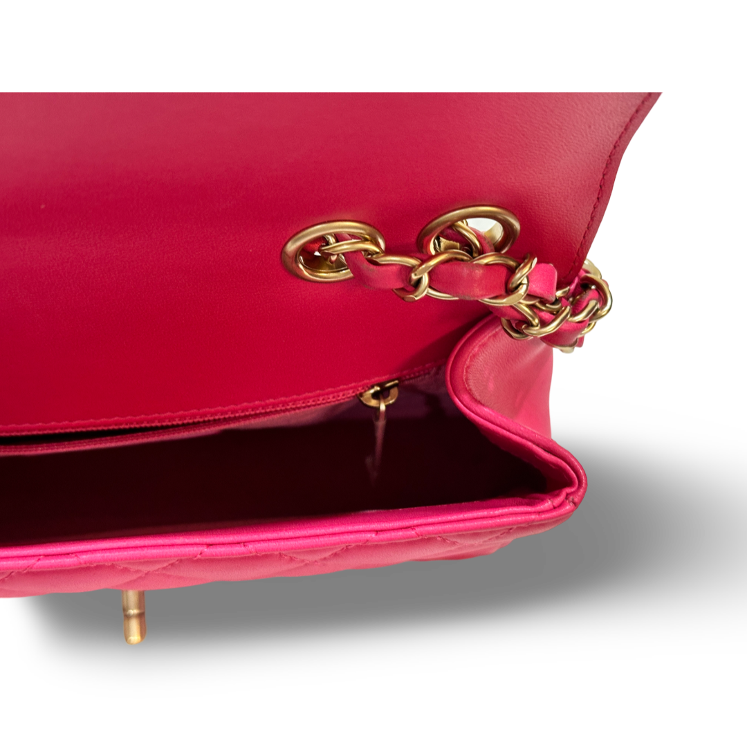 Chanel Lambskin Medium Mademoiselle Chic Single Flap Pink