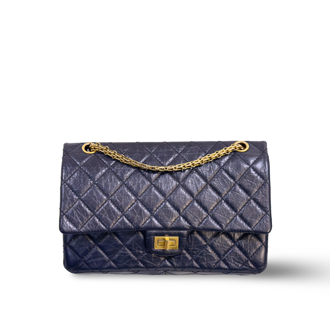 Chanel Quilted Aged Calfskin 226 Reissue 2.55 Flap Bag  Navy