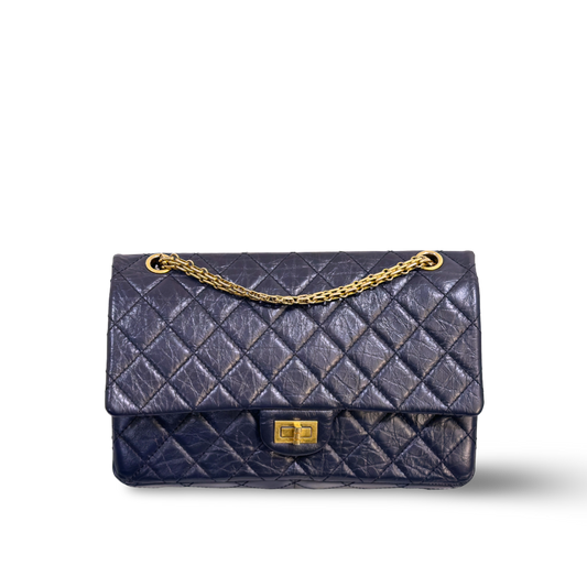 Chanel Quilted Aged Calfskin 226 Reissue 2.55 Flap Bag  Navy