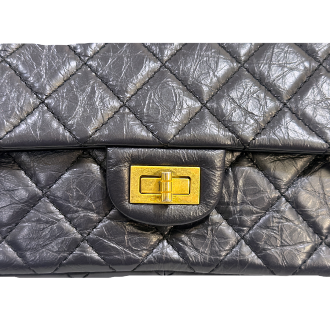 Chanel Quilted Aged Calfskin 226 Reissue 2.55 Flap Bag  Navy