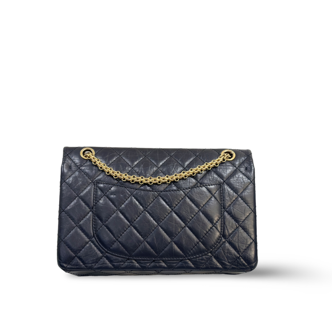 Chanel Quilted Aged Calfskin 226 Reissue 2.55 Flap Bag  Navy