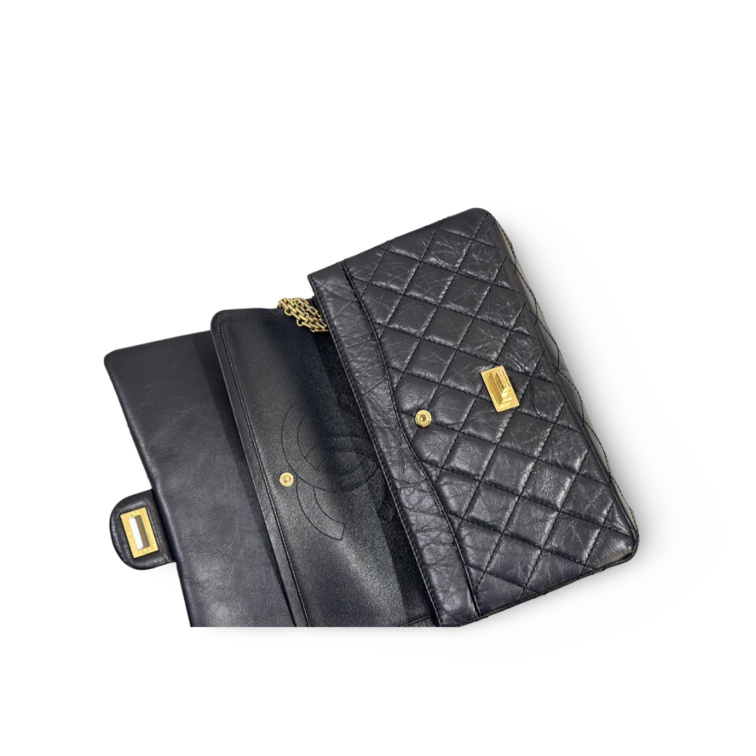 Chanel Quilted Aged Calfskin 226 Reissue 2.55 Flap Bag  Navy