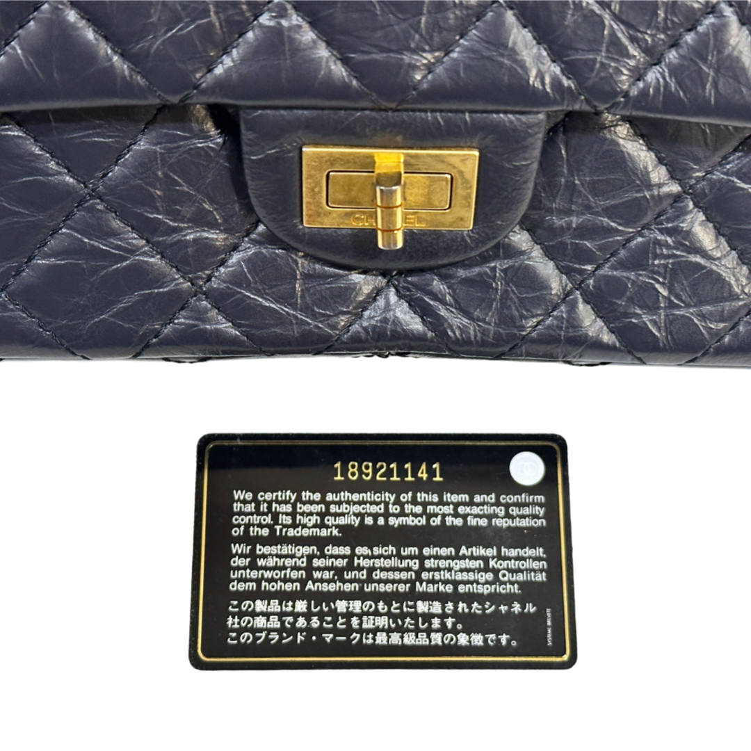 Chanel Quilted Aged Calfskin 226 Reissue 2.55 Flap Bag  Navy